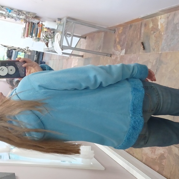 Bluw Fleece Faux Fur fuzzy soft Velour hoodie coat jacket med Mountain Hard Ware - Picture 4 of 15